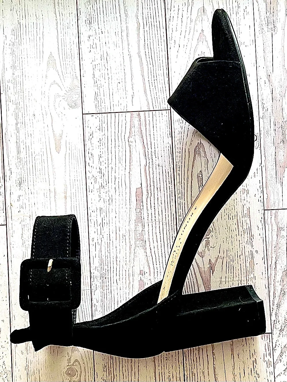 Chinese Laundry ✨New in Box✨Black Micro Suede Block Heels Wide Ankle Strap 9.5